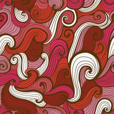 Red Doodle Waves Seamless Pattern