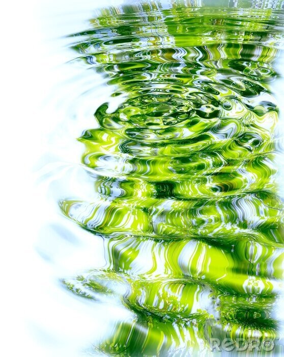 Fotobehang Reflectie van het bos en de zon in het water.