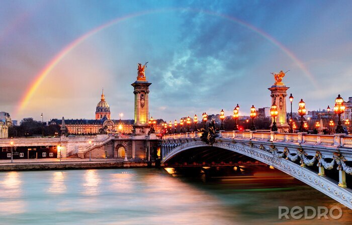 Fotobehang Regenboog boven Parijs