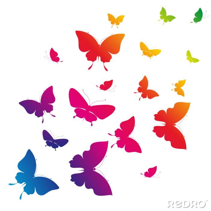 Fotobehang Regenboog vlinders voor meisjes