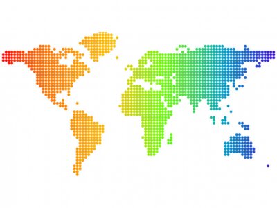 Fotobehang Regenboog wereldkaart met stippen