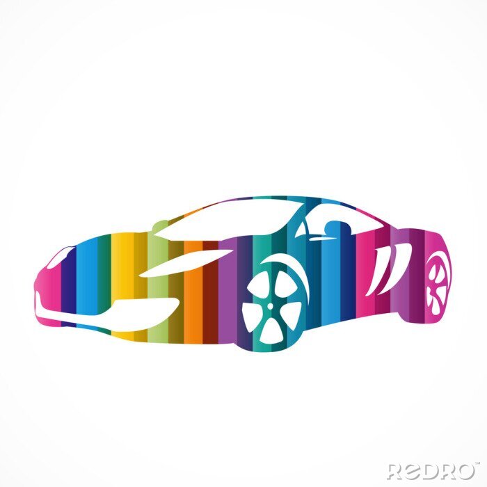 Fotobehang Regenboogkleurige auto