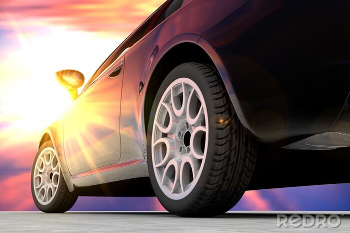 Fotobehang Reis bij zonsondergang