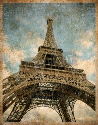 Fotobehang Retro ansichtkaart uit Parijs