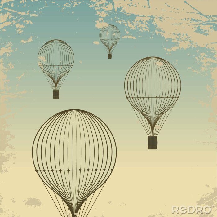 Fotobehang Retro ballon tegen de lucht