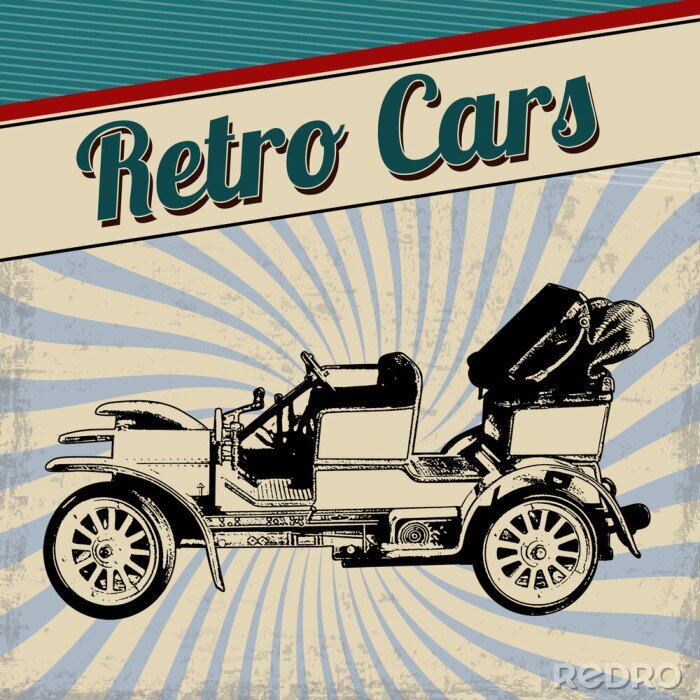 Fotobehang Retro cars poster ontwerp
