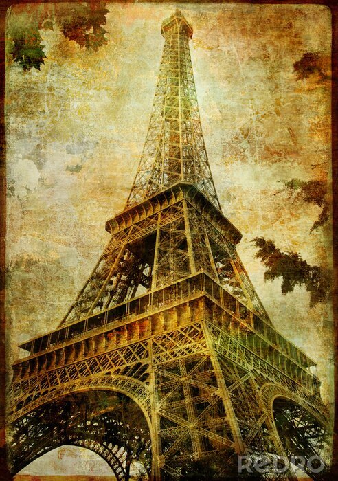 Fotobehang Retro foto van de Eiffeltoren