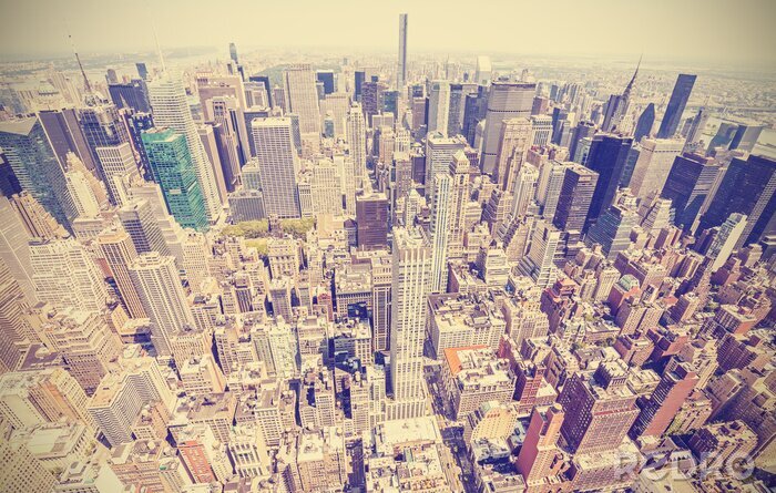 Fotobehang Retro gestileerde Luchtfoto van Manhattan, New York, USA.