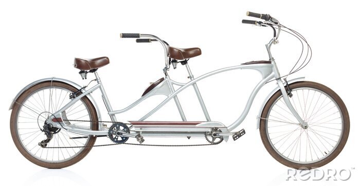 Fotobehang Retro gestileerde tandem fiets die op een wit
