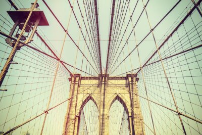 Retro getinte foto van de Brooklyn Bridge, NYC.