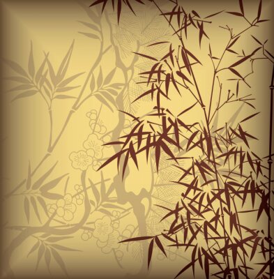 Fotobehang Retro motief met bamboe