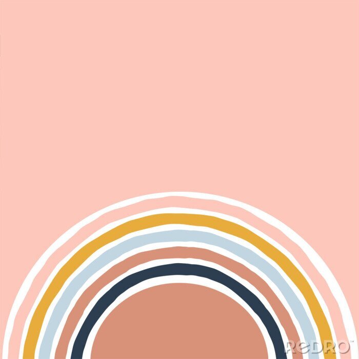 Fotobehang Retro regenboog op roze achtergrond