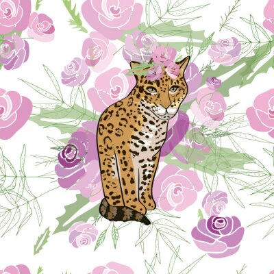 Retro-stijl Illustratie met bloemen en dieren