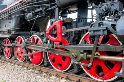 Fotobehang Retro trein met rode wielen