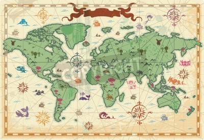 Fotobehang Retro weergave van wereldkaart