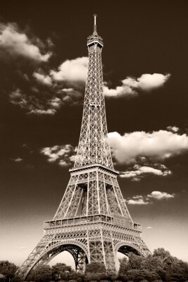 Fotobehang Retro zwart-witte Eiffeltoren
