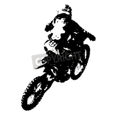 Fotobehang Rider participeert motocross kampioenschap. Vector illustratie.