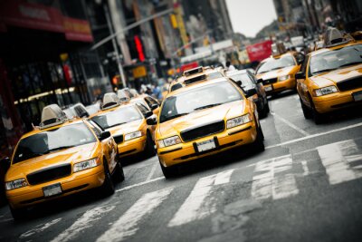 Fotobehang Rijdende taxi's met 3D+AC0-effect
