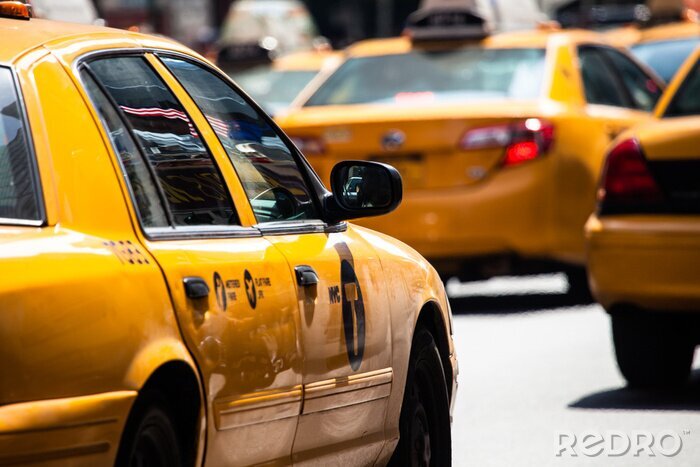 Fotobehang Rijdende taxi's op Times Square