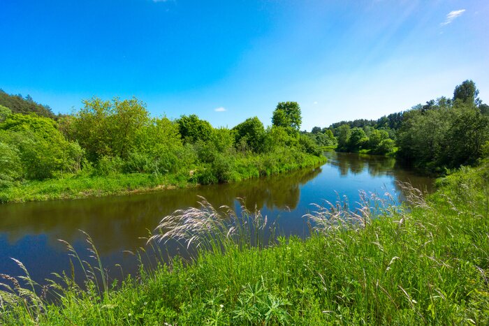 Fotobehang Rivier en groen landschap
