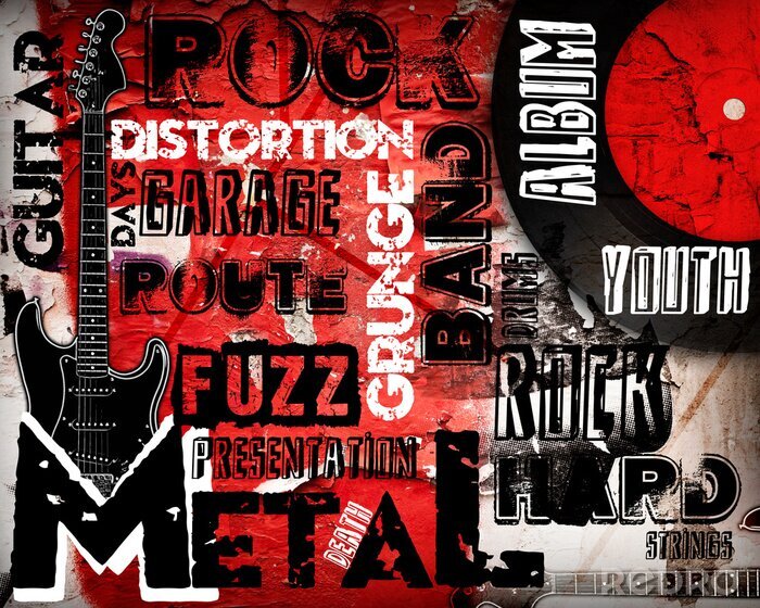 Fotobehang Rockmuziek op een collage
