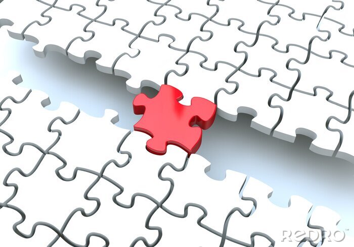 Fotobehang Rode 3D puzzel