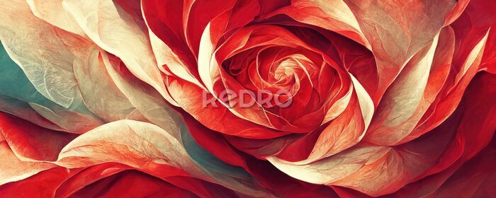Fotobehang Rode bloemblaadjes van een abstracte roos