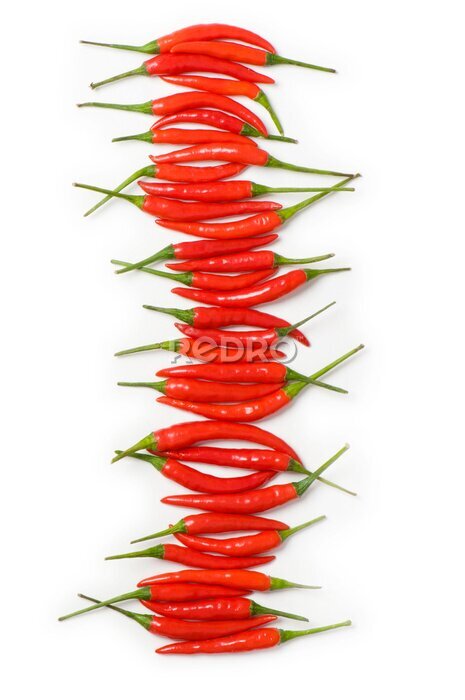 Fotobehang Rode chili pepers geïsoleerd op het witte