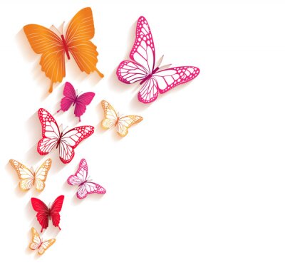 Fotobehang Rode en oranje vlinders