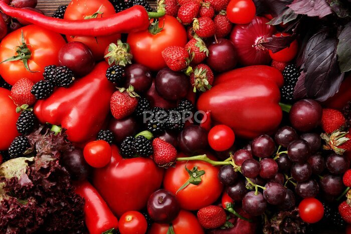 Fotobehang Rode groenten en bosvruchten