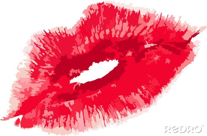 Fotobehang Rode lippen met waterverf