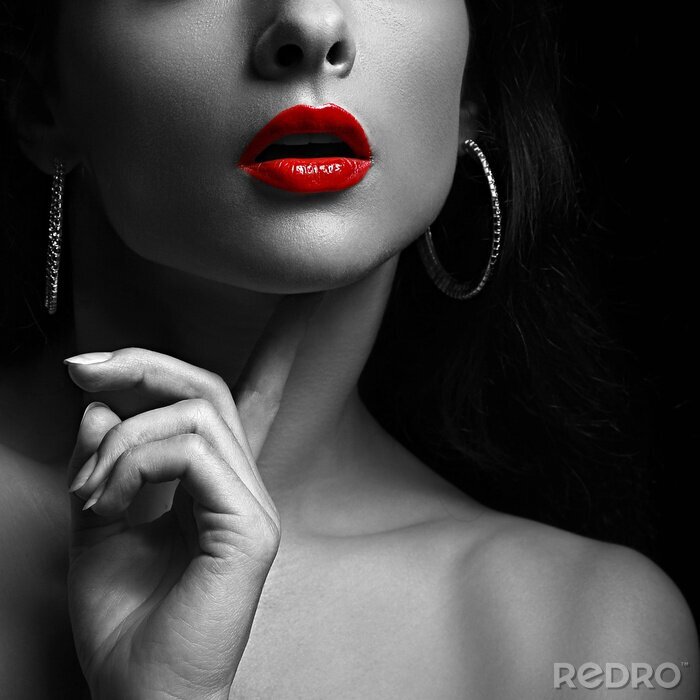 Fotobehang Rode lippen van een vrouw