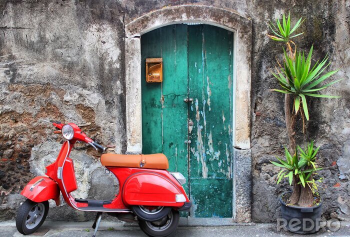 Fotobehang Rode scooter