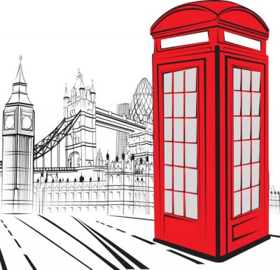 Fotobehang Rode telefooncel in Londen