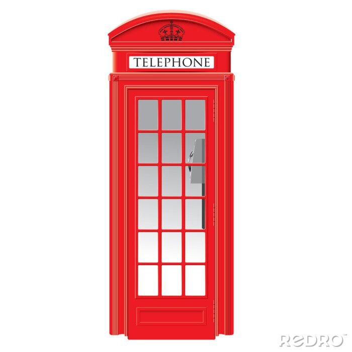 Fotobehang Rode telefooncel - Londen - vector