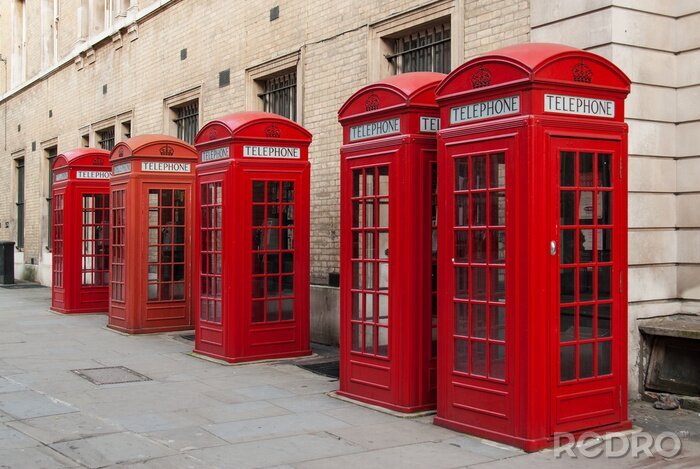 Fotobehang Rode telefooncellen in Londen