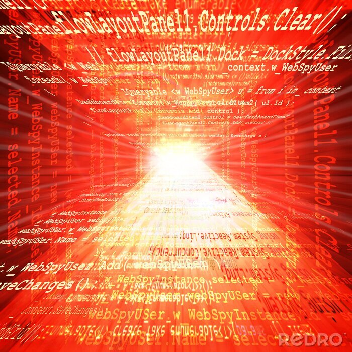 Fotobehang Rode tunnel met opschriften