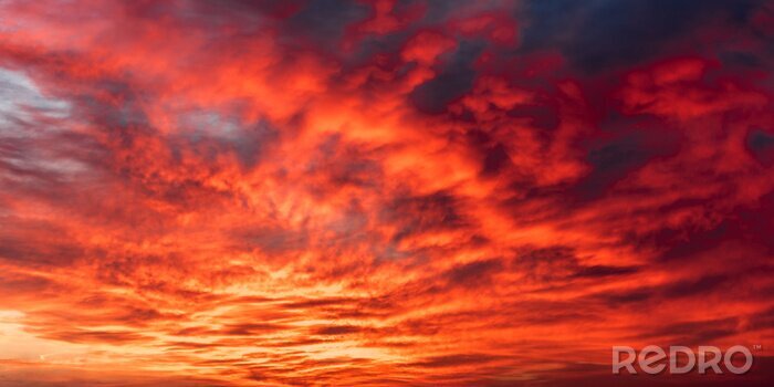 Fotobehang Rode wolken zonsondergang