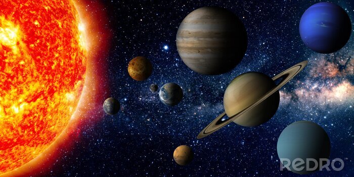 Fotobehang Rode zon en planeten