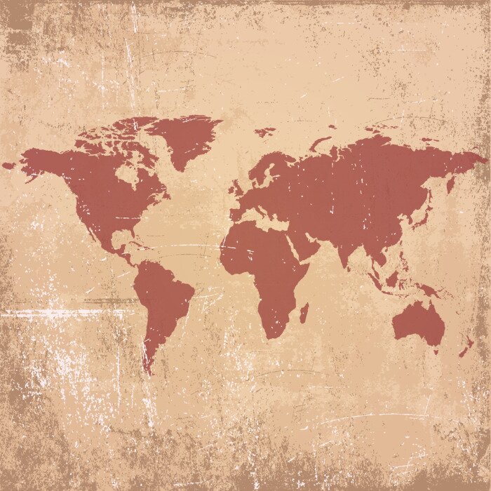 Fotobehang Roestige wereldkaart op oud papier