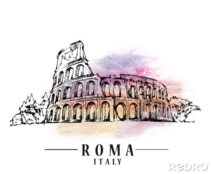 Fotobehang Roma schets. Italiaanse hoofd illustratie.