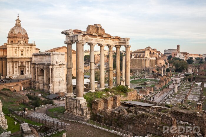 Fotobehang Roman Forum bij schemer in Rome, Italië