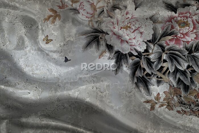 Fotobehang Romantische 3D-textuur met een bloem