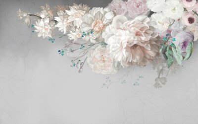 Fotobehang Romantische bloemen op een lichte achtergrond