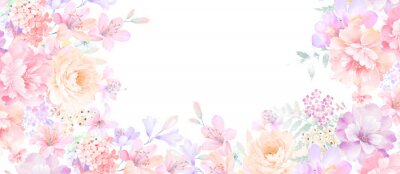 Fotobehang Romantische pioenrozen en rozen