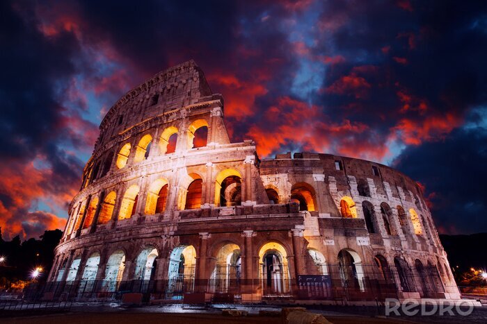Fotobehang Rome met verlicht Colosseum