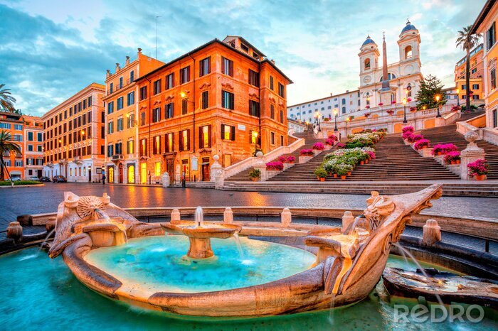 Fotobehang Romeinse architectuur met een fontein