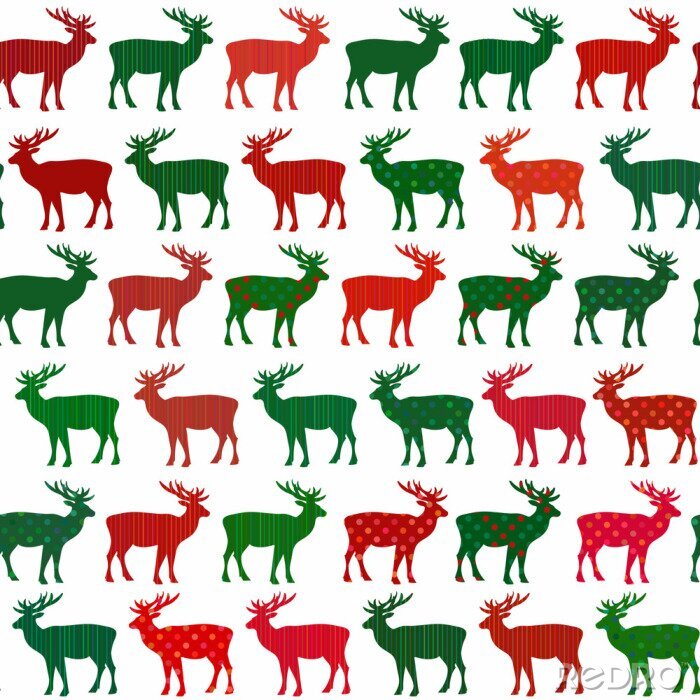 Fotobehang Rood en groen Scandinavisch hert