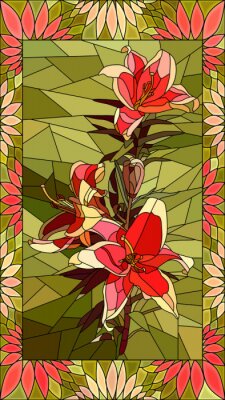 Rood-groen mozaïek met een bloem