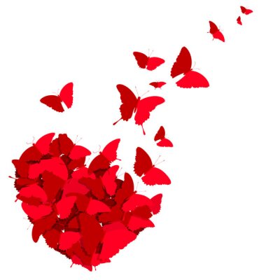 Rood hart en vlinders